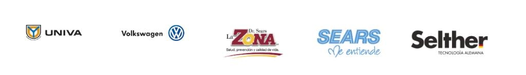 Clientes: UNIVA, Volkswagen, La Zona Dr. Sears, SEARS, Selther
